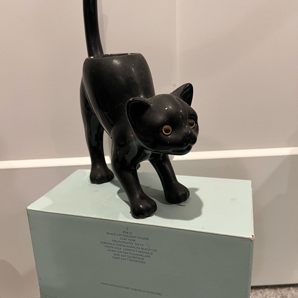 Charming Black Cat Tea Light Holder